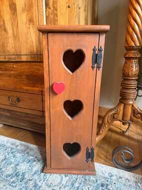 Vintage Handmade Wood Cabinet Freestanding Rustic Heart Door Storage